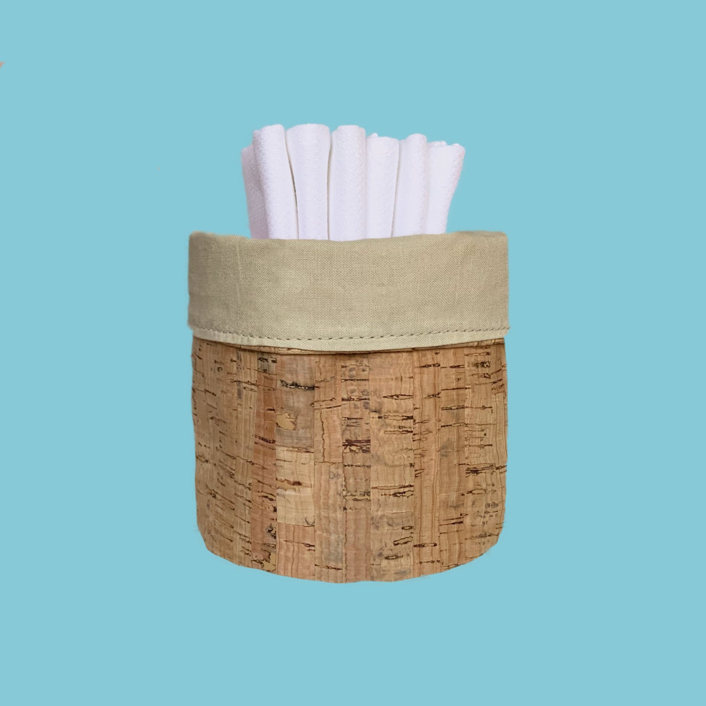 Reversible Cork and Khaki Fabric Basic Small with Reusable Cloth Personal Hand Towels