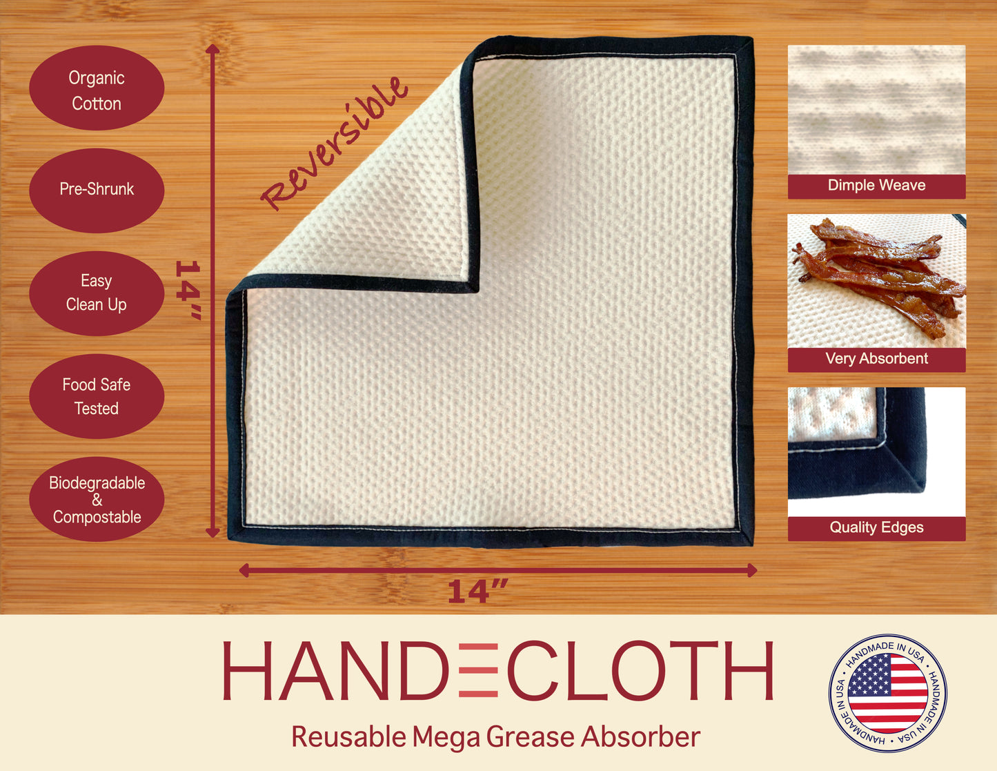 HANDECLOTH Mega Grease Absorber for Bacon Fried Zucchini