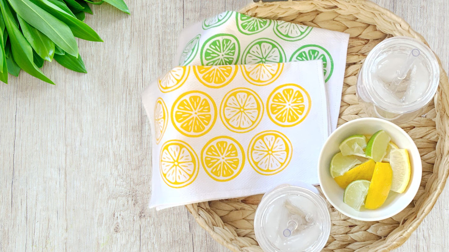 Eco-friendly Cotton Unpaper Towels with Lemon and Lime Prints